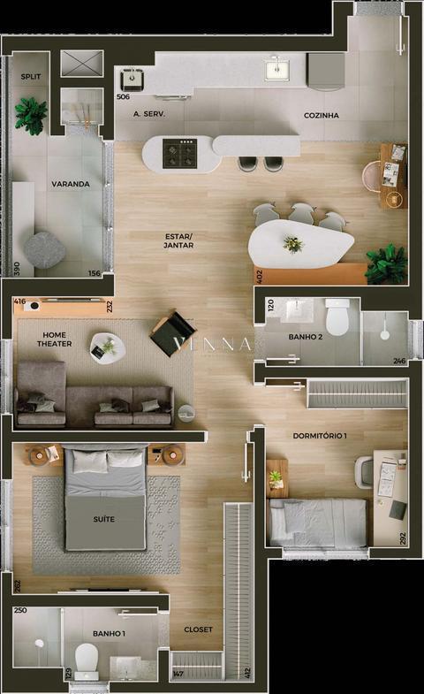 Apartamento à venda em Londrina, Gleba Fazenda Palhano, com 2 quartos, com 74 m², BluINK